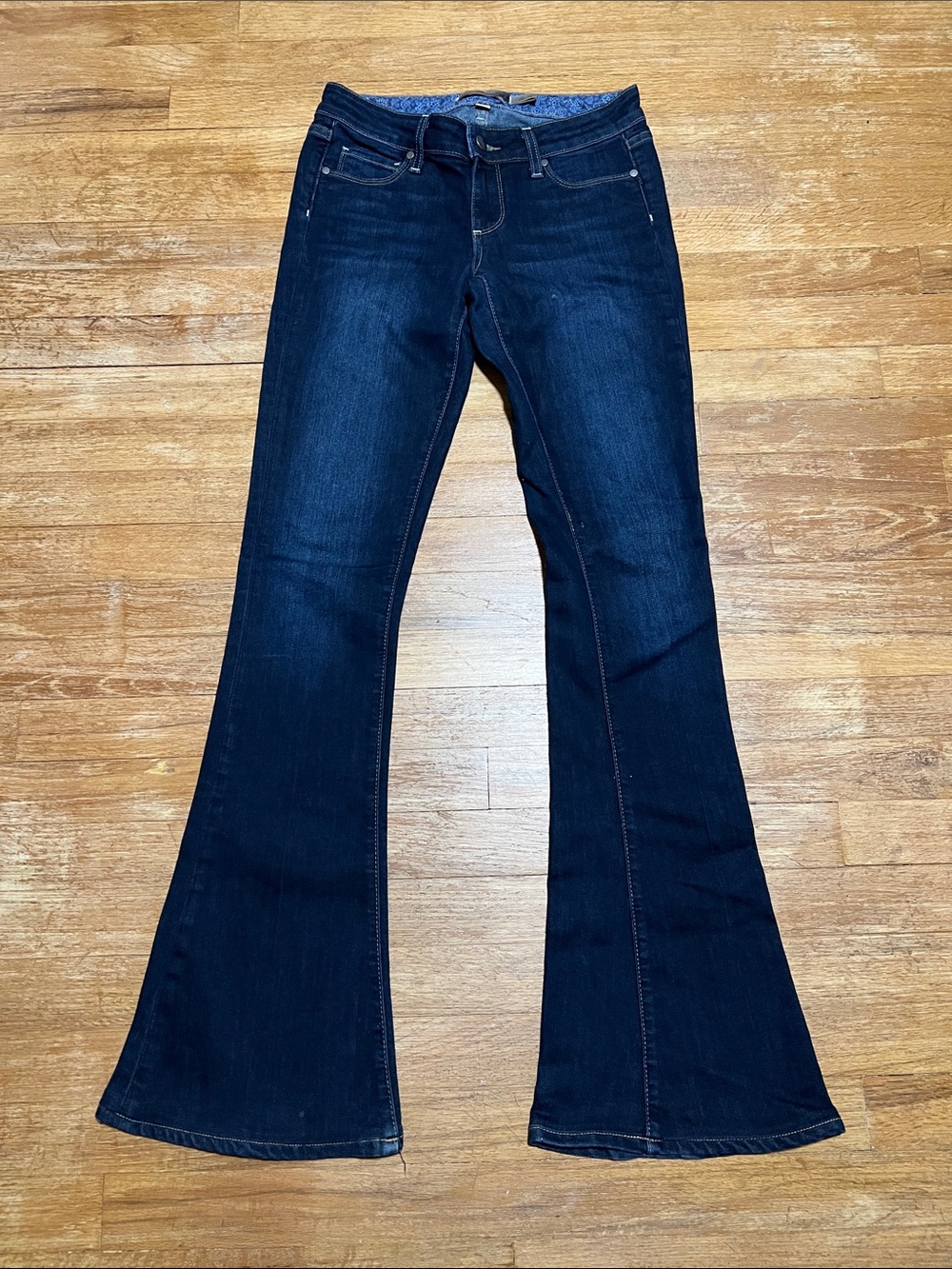 PAIGE Lou Lou low rise Y2K Dark Indigo Flare Jeans